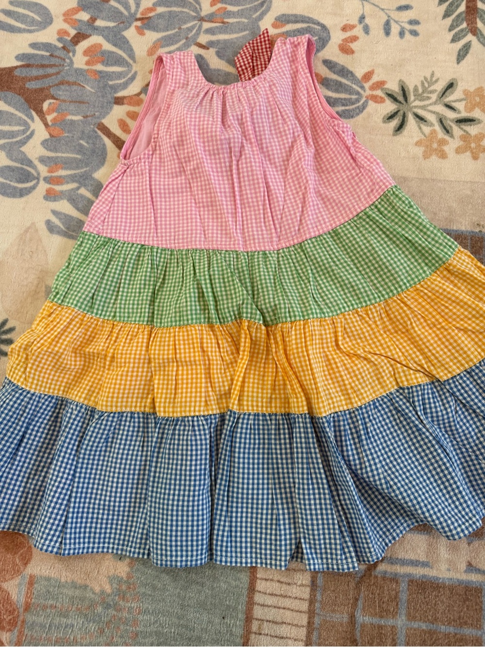 Pink Chicken Pink, Green, Yellow & Blue Gingham Tiered Skirt